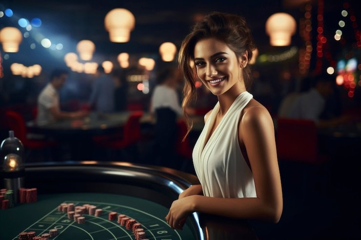 Layar utama Bikini Paradise menampilkan lima gulungan dengan simbol pantai tropis